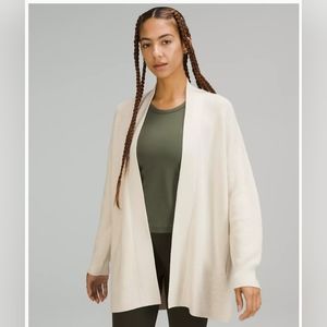 Lululwmon Merino Wool-Blend Ribbed Long Wrap Sweater